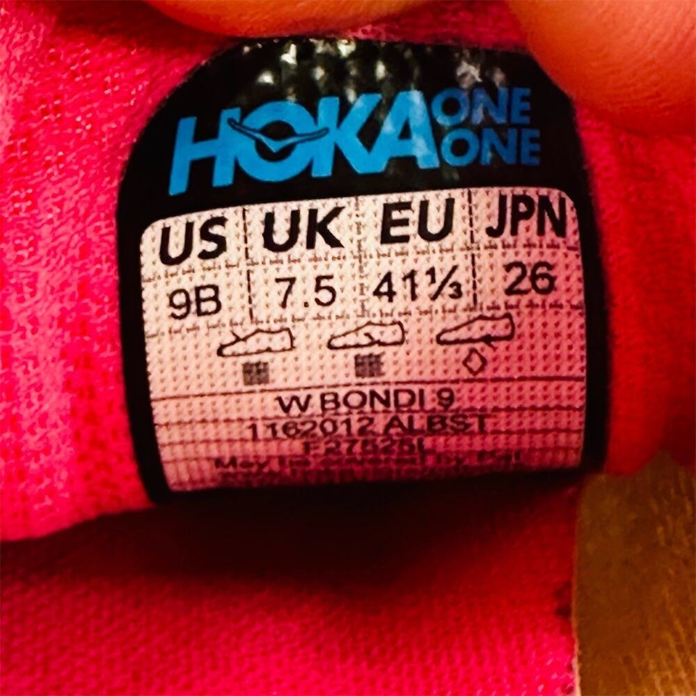 HOKA Bondi 9 Women's Running Shoes Alabaster Birch Pink Yellow Size 9B - Picture 8 of 13